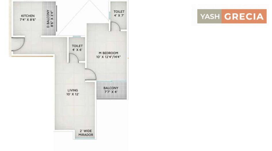 Yash-Grecia-FLoor-Plan-1 BHK-503 Sqft
